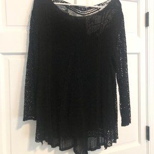 Black lace top with lace pattern detail
